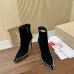 Christian Louboutin Black Suede Studded Ankle Boots with Pointed Toe & Red Sole Heel #A69805