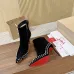 Christian Louboutin Black Suede Studded Ankle Boots with Pointed Toe & Red Sole Heel #A69805
