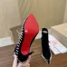 Christian Louboutin Black Suede Studded Ankle Boots with Pointed Toe & Red Sole Heel #A69805