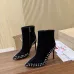 Christian Louboutin Black Suede Studded Ankle Boots with Pointed Toe & Red Sole Heel #A69805
