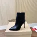 Christian Louboutin Black Tan Leather Pointed Toe Ankle Boots with Red Sole & 100mm Stiletto Heel #A69800