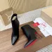 Christian Louboutin Black Tan Leather Pointed Toe Ankle Boots with Red Sole & 100mm Stiletto Heel #A69800