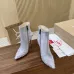 Christian Louboutin Grey Suede Studded Ankle Boots, Pointed Toe, 100mm Stiletto Heel, Red Sole for Women #A69804