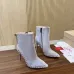 Christian Louboutin Grey Suede Studded Ankle Boots, Pointed Toe, 100mm Stiletto Heel, Red Sole for Women #A69804