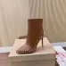 Christian Louboutin Tan Leather Studded Ankle Boots, Pointed Toe, 100mm Stiletto Heel, Red Sole #A69803