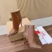 Christian Louboutin Tan Leather Studded Ankle Boots, Pointed Toe, 100mm Stiletto Heel, Red Sole #A69803