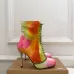 Christian Louboutin Tie-Dye Lace-Up Ankle Boots with Red Sole & Green Trim #A69838