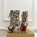 Christian Louboutin Tie-Dye Lace-Up Ankle Boots with Red Sole & Green Trim – Women’s High-Heel Boots #A69839