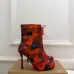 Christian Louboutin Women’s Art-Print Lace-Up Ankle Boots with Red Sole & High Stiletto Heel #A69837