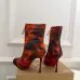Christian Louboutin Women’s Art-Print Lace-Up Ankle Boots with Red Sole & High Stiletto Heel #A69837