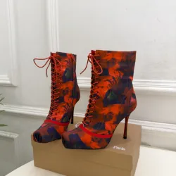 Christian Louboutin Women’s Art-Print Lace-Up Ankle Boots with Red Sole & High Stiletto Heel #A69837 Christian Louboutin Women’s Art-Print Lace-Up Ankle Boots with Red Sole & High Stiletto Heel #A69837