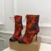 Christian Louboutin Women’s Art-Print Lace-Up Ankle Boots with Red Sole & High Stiletto Heel #A69837