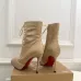 Christian Louboutin Women’s Beige Lace-Up Ankle Boots with 10cm Stiletto Heel & Red Sole #A69836