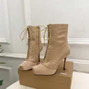 Christian Louboutin Women’s Beige Lace-Up Ankle Boots with 10cm Stiletto Heel & Red Sole #A69836 Christian Louboutin Women’s Beige Lace-Up Ankle Boots with 10cm Stiletto Heel & Red Sole #A69836