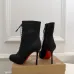 Christian Louboutin Women’s Black Lace-Up Ankle Boots with 10cm Stiletto Heel & Red Sole #A69835