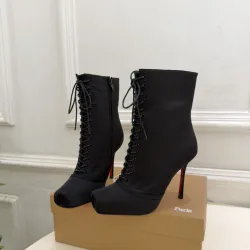 Christian Louboutin Women’s Black Lace-Up Ankle Boots with 10cm Stiletto Heel & Red Sole #A69835 Christian Louboutin Women’s Black Lace-Up Ankle Boots with 10cm Stiletto Heel & Red Sole #A69835