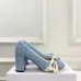 Dior J'ADIOR Bow Ribbon Tweed Block‑Heel Pumps 7.5cm Heel #A68577