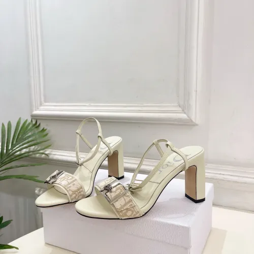 Dior CD Buckle One‑Strap High‑Heel Slide Sandals 8.5cm Heel #A68584