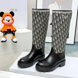 Dior 2026 AW Oblique Jacquard British‑Style Knee‑High Boots #A68530