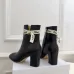 Dior Black Leather Ankle Boots for Women – Classic Block Heel, Side Zip, Logo Tape Detail #A69895