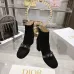 Dior Black Suede Ankle Boots for Women with Logo Ribbon Strap & Block Heel #A69851