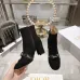Dior Black Suede Ankle Boots for Women with Logo Ribbon Strap & Block Heel #A69851
