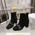 Dior Black Suede Ankle Boots for Women with Logo Ribbon Strap & Block Heel #A69851