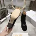 Dior Black Suede Ankle Boots for Women with Logo Ribbon Strap & Block Heel #A69851