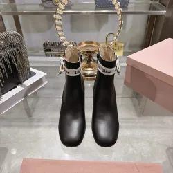 Dior J'ADIOR CD Logo Bow Chunky Heel Ankle Boots 8cm Heel #A68554