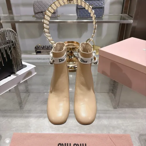 Dior J'ADIOR CD Logo Bow Chunky Heel Ankle Boots 8cm Heel #A68556