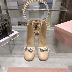 Dior J'ADIOR CD Logo Bow Chunky Heel Ankle Boots 8cm Heel #A68558