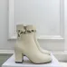 Dior Women’s Cream Leather Ankle Boots with Logo Ribbon and Low Heel #A69896