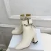Dior Women’s Cream Leather Ankle Boots with Logo Ribbon and Low Heel #A69896