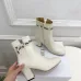 Dior Women’s Cream Leather Ankle Boots with Logo Ribbon and Low Heel #A69896
