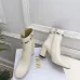 Dior Women’s Cream Leather Ankle Boots with Logo Ribbon and Low Heel #A69896