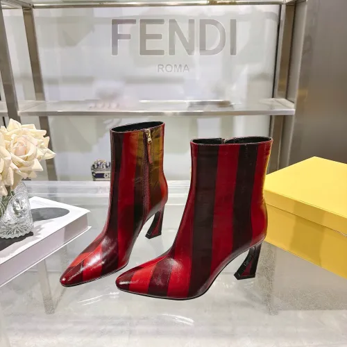 Fendi Arco Eel‑Skin Cone‑Heel Ankle Boots 8cm Heel #A68666
