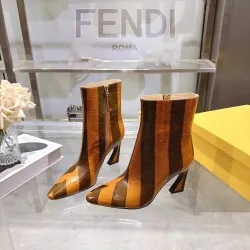 Fendi Arco Eel‑Skin Cone‑Heel Ankle Boots 8cm Heel #A68667