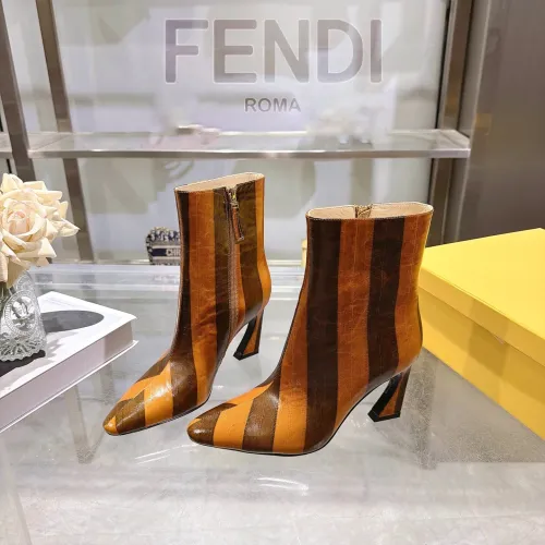 Fendi Arco Eel‑Skin Cone‑Heel Ankle Boots 8cm Heel #A68667