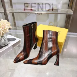 Fendi Arco Eel‑Skin Cone‑Heel Ankle Boots 8cm Heel #A68668