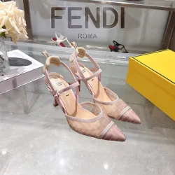 Fendi Colibri Lite FF Mesh Slingback Pointed‑Toe High Heels #A68663