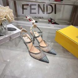 Fendi Colibri Lite FF Mesh Slingback Pointed‑Toe High Heels #A68664
