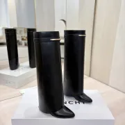 Givenchy Women’s Black Leather Knee-High Boots with Gold Strap & Pointed Toe #A69808