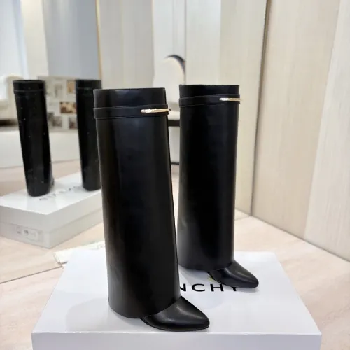 Givenchy Women’s Black Leather Knee-High Boots with Gold Strap & Pointed Toe #A69808