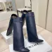 Givenchy Women’s Navy Leather Knee-High Boots with Gold Strap & Pointed Toe #A69810