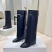 Givenchy Women’s Navy Leather Knee-High Boots with Gold Strap & Pointed Toe #A69810