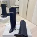 Givenchy Women’s Navy Leather Knee-High Boots with Gold Strap & Pointed Toe #A69810