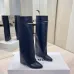 Givenchy Women’s Navy Leather Knee-High Boots with Gold Strap & Pointed Toe #A69810