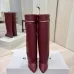 Givenchy Women’s Red Leather Knee-High Boots with Gold Strap & Pointed Toe #A69809