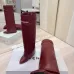 Givenchy Women’s Red Leather Knee-High Boots with Gold Strap & Pointed Toe #A69809
