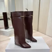 Givenchy Women’s Tan Leather Knee-High Boots with Gold Strap & Pointed Toe #A69807